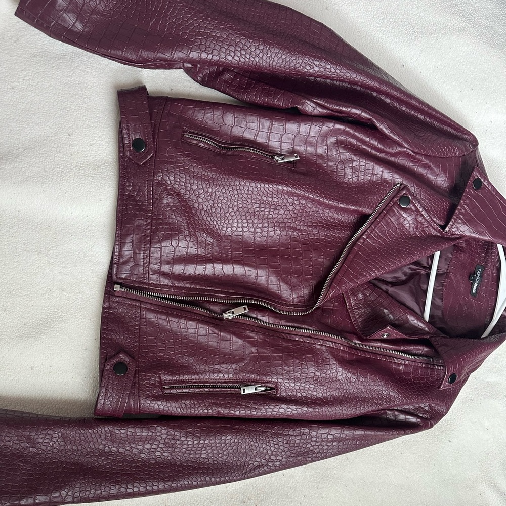 Faux leather zipper jacket